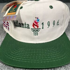 Vintage 90s 1996 Atlanta Olympics USA Made white Adjustable Hat LOGO 7 (New)